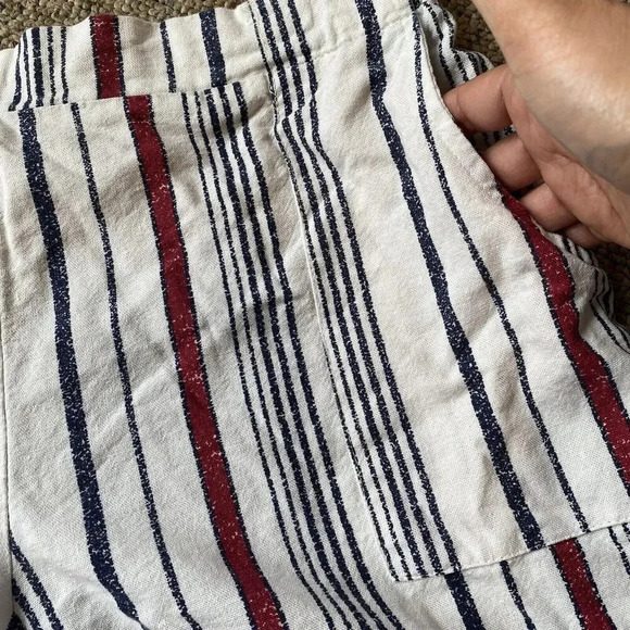 Love University Linen Blend Shorts Striped Pockets Beach Summer Casual Lady L - Picture 3 of 4
